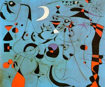 Joan Miro : Personages in the Night Guided by the Phosphorescent Tracks of Snails